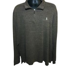 Polo Ralph Lauren Sweater‎ XL TG Brown Heather 1/4 Zip Estate Rib Pullover
